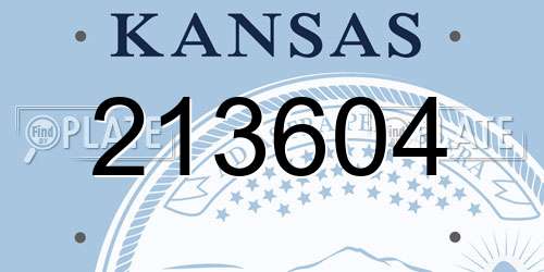 213604 Kansas License Plate