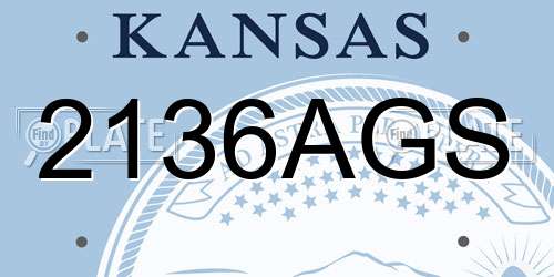 2136AGS Kansas License Plate