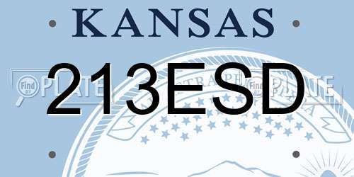 213ESD Kansas License Plate