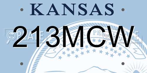 213MCW Kansas License Plate