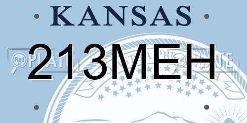 213MEH Kansas License Plate
