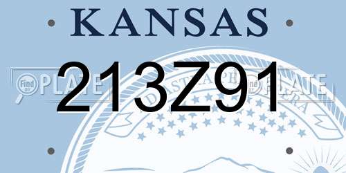 213Z91 Kansas License Plate