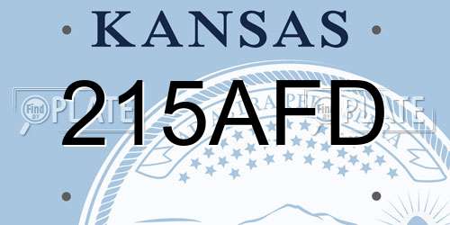 215AFD Kansas License Plate
