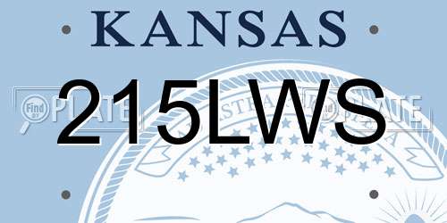 215LWS Kansas License Plate