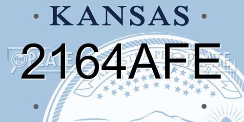 2164AFE Kansas License Plate