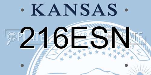 216ESN Kansas License Plate