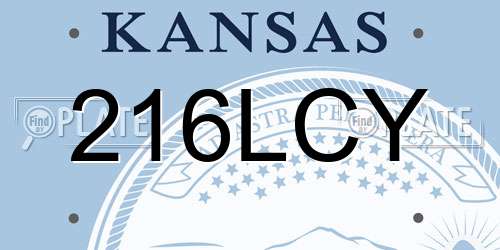 216LCY Kansas License Plate
