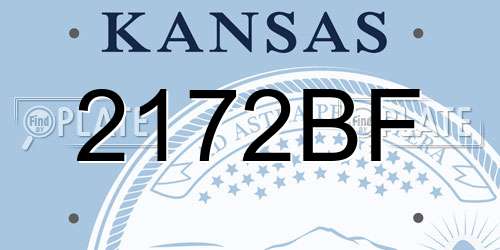 2172BF Kansas License Plate
