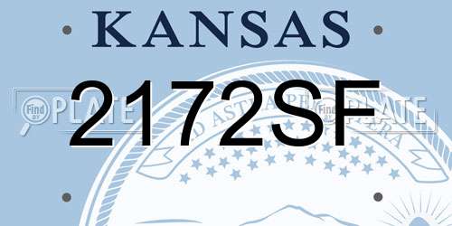 2172SF Kansas License Plate