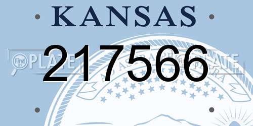 217566 Kansas License Plate