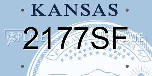 2177SF Kansas License Plate