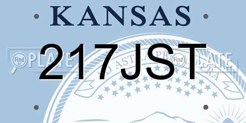 217JST Kansas License Plate