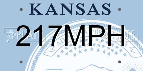 217MPH Kansas License Plate