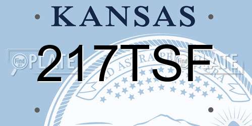 217TSF Kansas License Plate