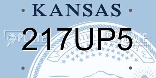 217UP5 Kansas License Plate