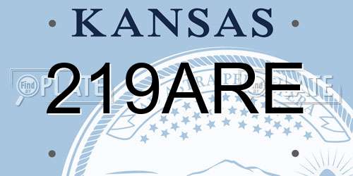 219ARE Kansas License Plate