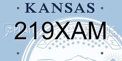 219XAM Kansas License Plate