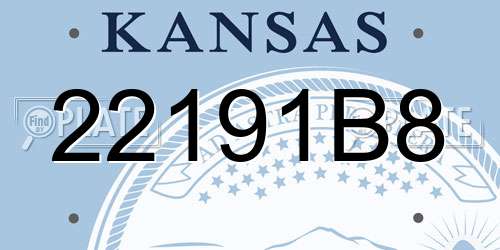 22191B8 Kansas License Plate