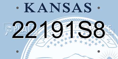 22191S8 Kansas License Plate