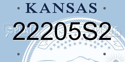 22205S2 Kansas License Plate