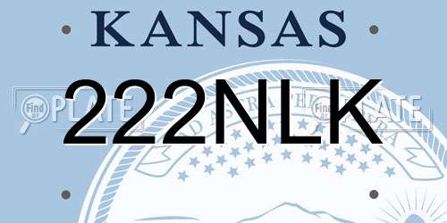 222NLK Kansas License Plate