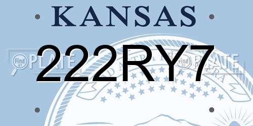 222RY7 Kansas License Plate