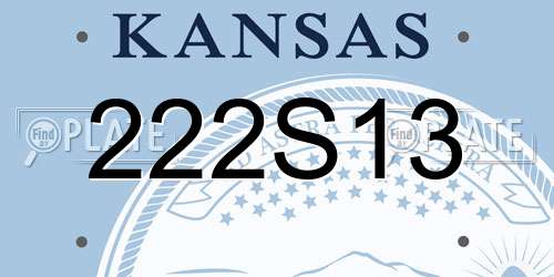 222S13 Kansas License Plate