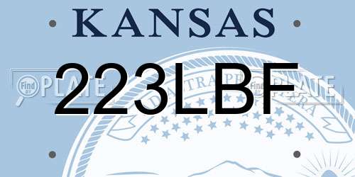 223LBF Kansas License Plate