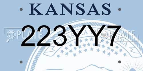 223YY7 Kansas License Plate