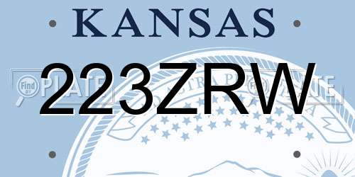 223ZRW Kansas License Plate