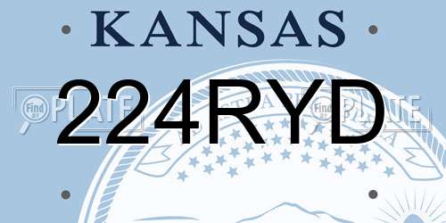 224RYD Kansas License Plate