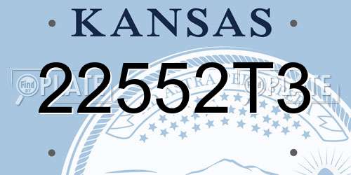 22552T3 Kansas License Plate