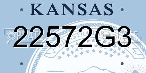 22572G3 Kansas License Plate