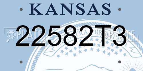 22582T3 Kansas License Plate