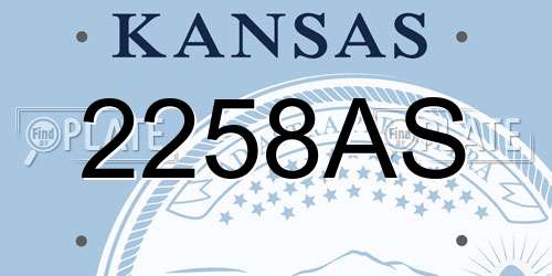 2258AS Kansas License Plate