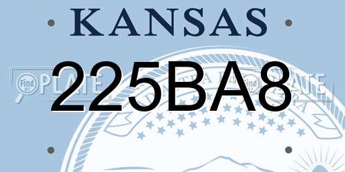 225BA8 Kansas License Plate