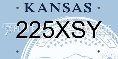 225XSY Kansas License Plate