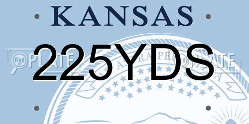 225YDS Kansas License Plate