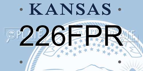 226FPR Kansas License Plate