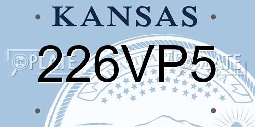226VP5 Kansas License Plate