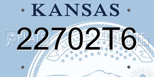 22702T6 Kansas License Plate