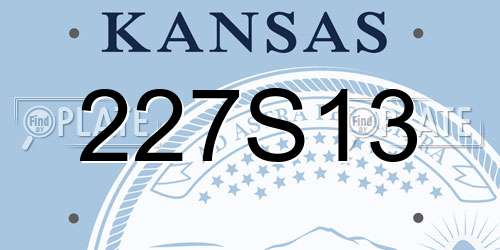227S13 Kansas License Plate