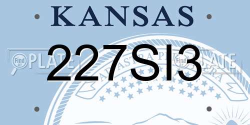 227SI3 Kansas License Plate