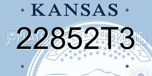 22852T3 Kansas License Plate