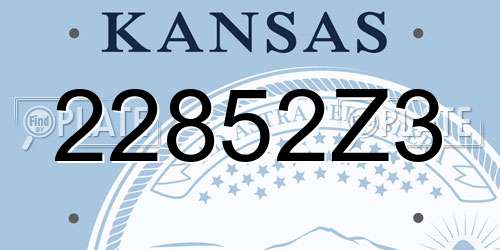 22852Z3 Kansas License Plate