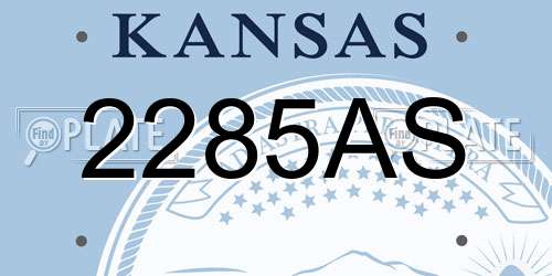 2285AS Kansas License Plate