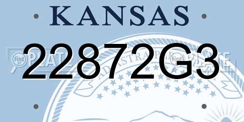 22872G3 Kansas License Plate