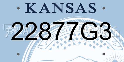 22877G3 Kansas License Plate