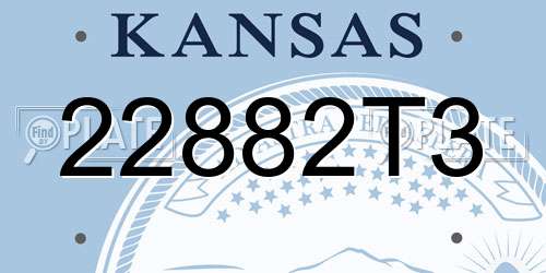 22882T3 Kansas License Plate