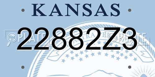 22882Z3 Kansas License Plate